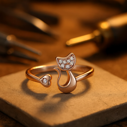 Bague Chat Ouverte Mignonne – Cubic Zirconia