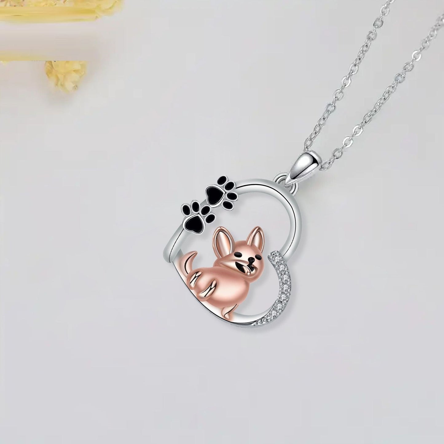 Collier Pendentif Chien Cœur Mignon