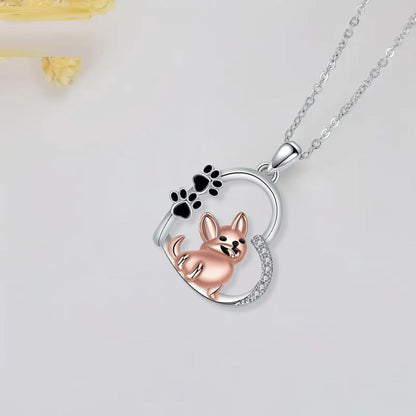 Collier Pendentif Chien Cœur Mignon