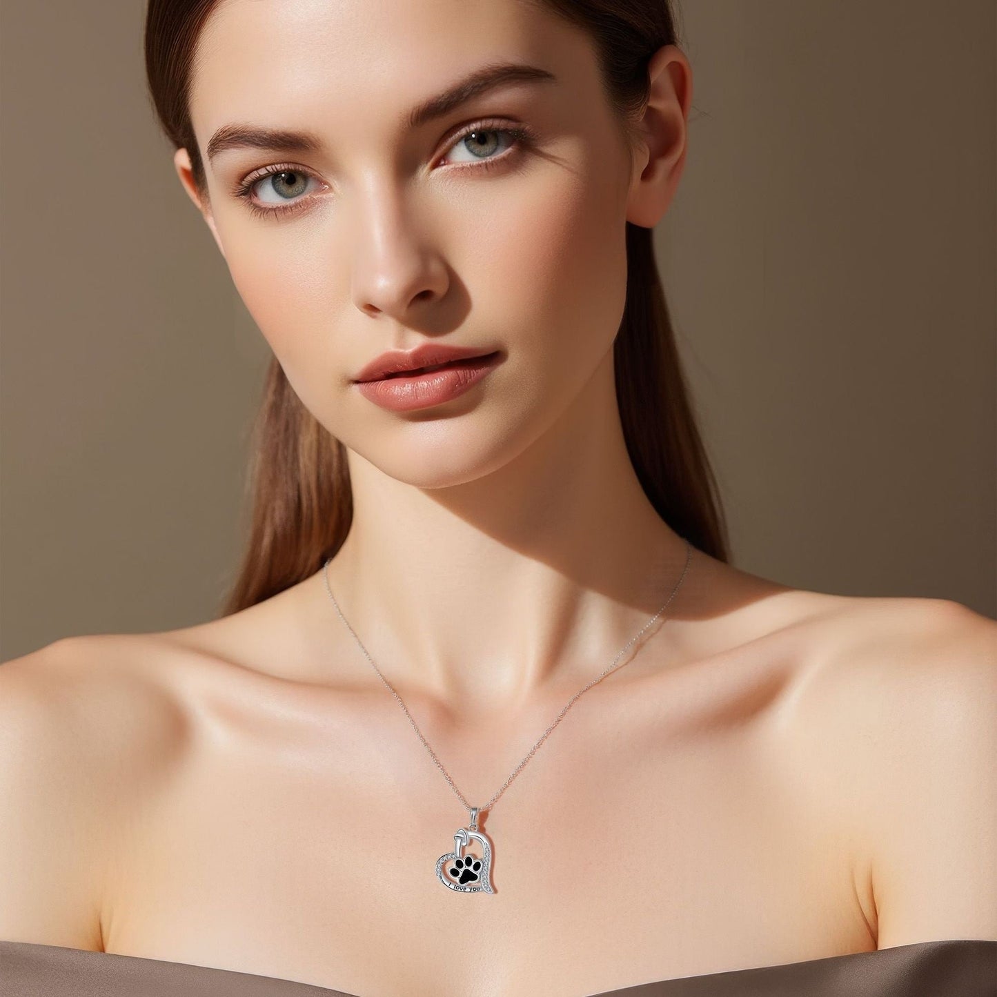 Collier Empreinte Patte de Chien Cœur avec Zircone