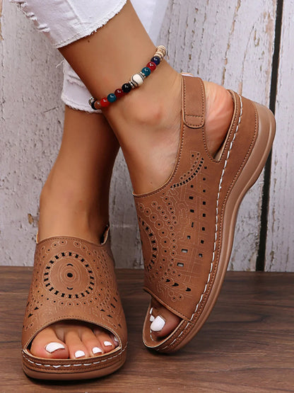 Laura – Sandales vintage avec imprimé ethnique pour femme