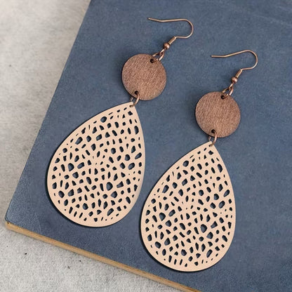 Boucles d'oreilles pendantes en cuir style vintage avec découpe