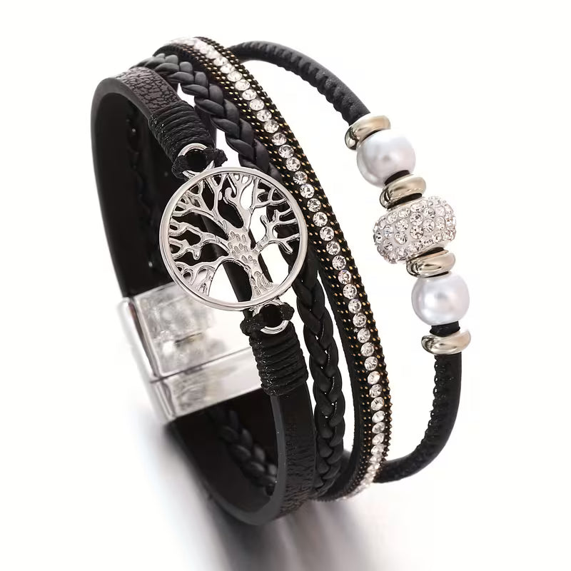 Bracelet élégant multicouche arbre de vie