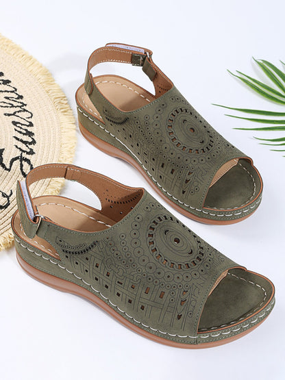 Laura – Sandales vintage avec imprimé ethnique pour femme