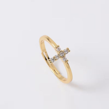 Bague Croix ouverte zirconium