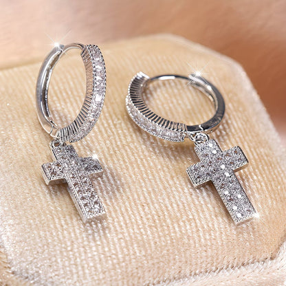 Boucles d'oreilles Croix argent zirconium