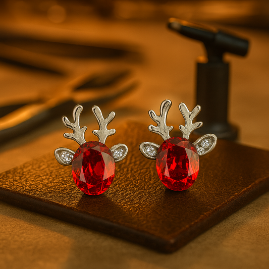 Boucles d'oreilles Fêtes Renne Cristal