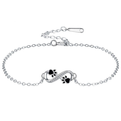 Bracelet Pendentif Symbole Infini Patte d'Animal avec Zircone