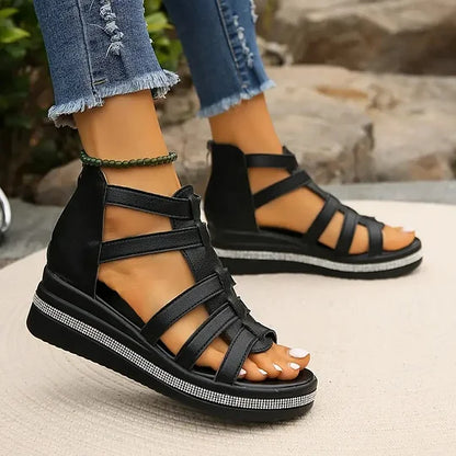Noa – Sandales à coin avec lanières croisées pour femme