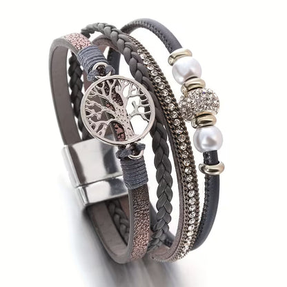 Bracelet élégant multicouche arbre de vie