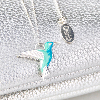 Collier Colibri Émail Argent Sterling