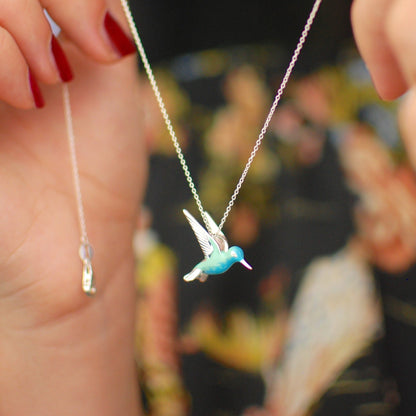 Collier Colibri Émail Argent Sterling