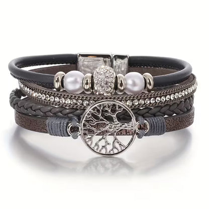 Bracelet élégant multicouche arbre de vie