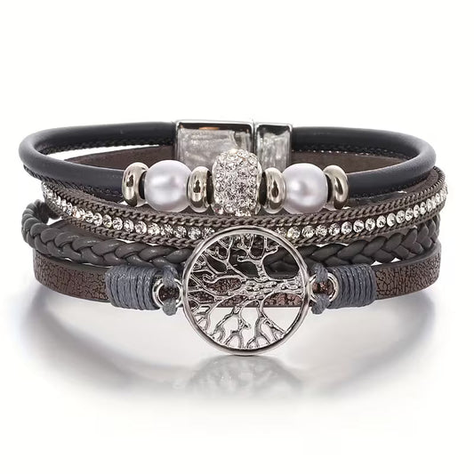 Bracelet élégant multicouche arbre de vie