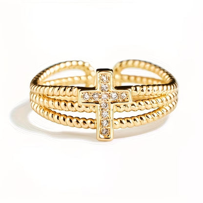 Bague réglable à 3 couches entrelacées