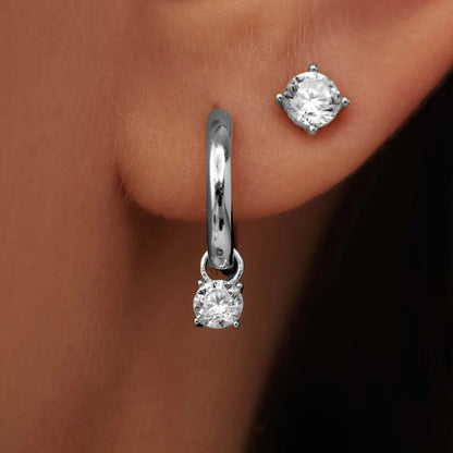 Ensemble de Boucles d'oreilles à Pierre Larmes de Lune | Or Blanc