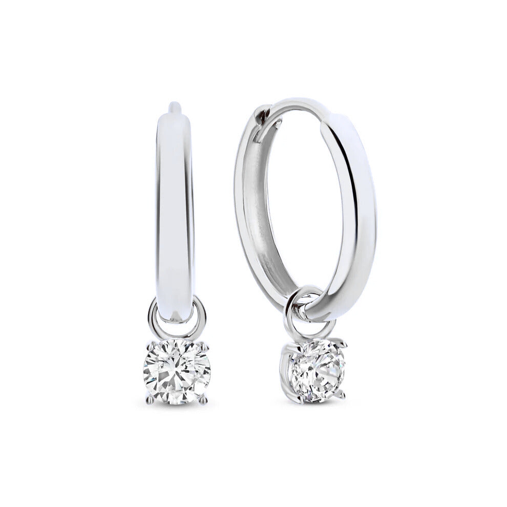 Boucles d'oreilles à Pierre Larmes de Lune | Or Blanc