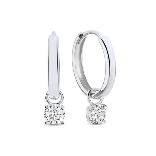 Boucles d'oreilles à Pierre Larmes de Lune | Or Blanc