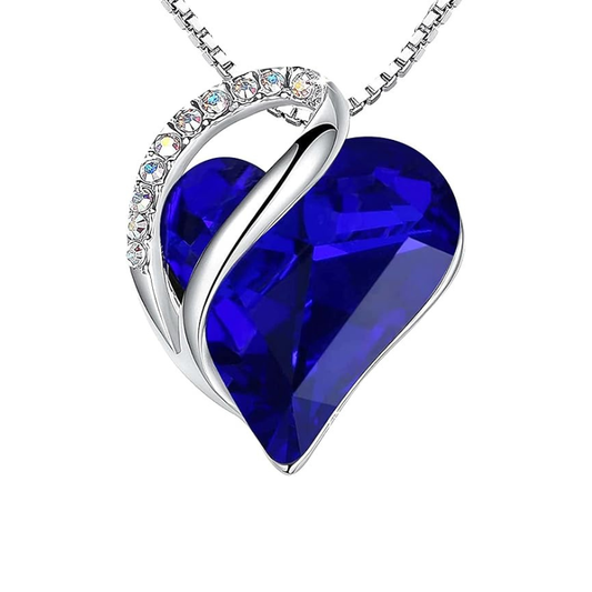 Collier Cœur Infini en Saphir | Or Blanc