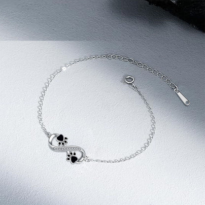 Bracelet Pendentif Symbole Infini Patte d'Animal avec Zircone