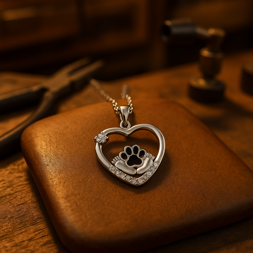 Collier Petites Pattes Empreinte Chien et Zircone