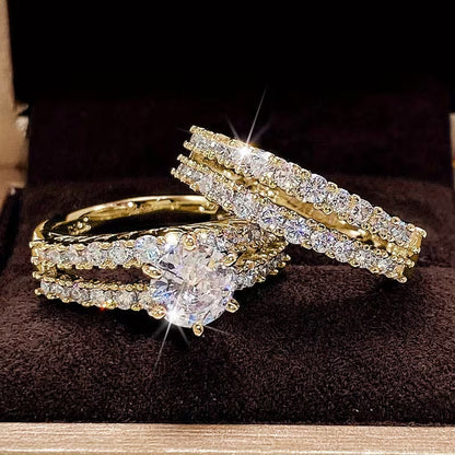 Ensemble de 2 bagues de mariage en zirconite