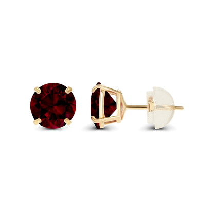 Ruby Round Stud Boucles d'Oreilles | Or