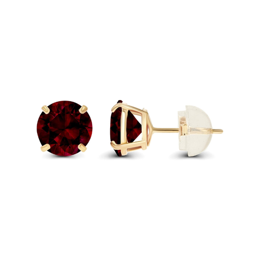 Ruby Round Stud Boucles d'Oreilles | Or