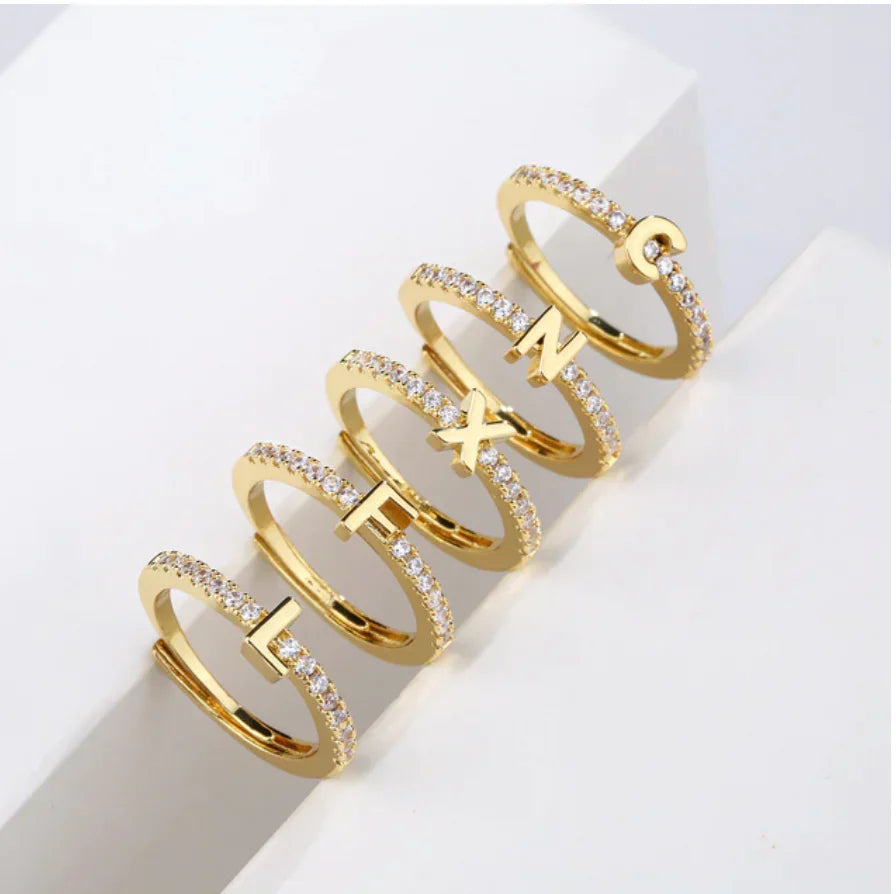 Bague personnalisable ajustable avec initiale