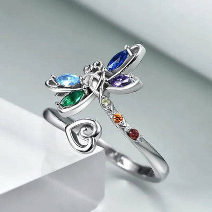 Bague Réglable Libellule Vintage