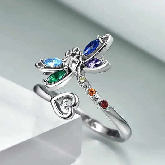 Bague Réglable Libellule Vintage