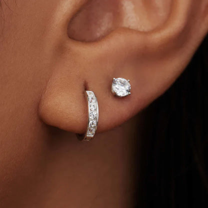 Ensemble de Boucles d'oreilles à Pierre Dara Brillane | Or Blanc