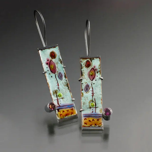 Boucles d'oreilles vintage avec émail ancien