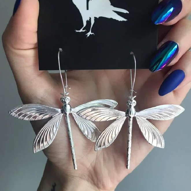 Boucles d'oreilles Argent Libellule Vintage