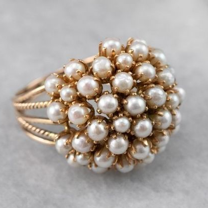 Bague Vintage avec Perles Incrustées