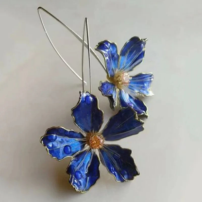 Boucles d'Oreilles Vintage Fleur Bleue