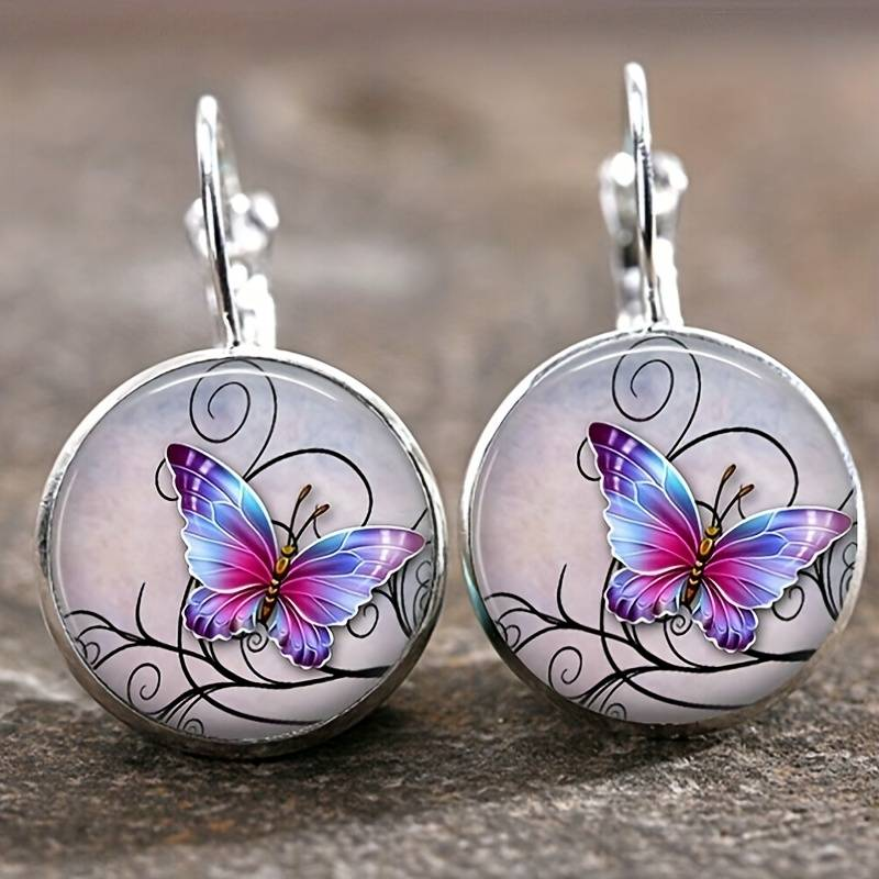 Boucles d'Oreilles Papillon Cristal Arrondi Vintage