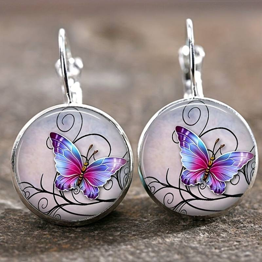 Boucles d'Oreilles Papillon Cristal Arrondi Vintage