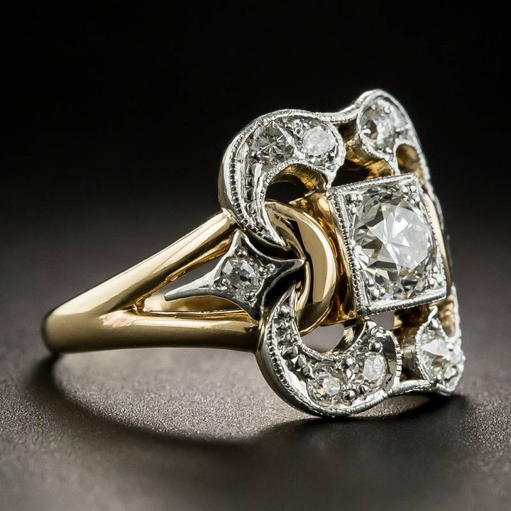 Bague Vintage Or & Argent Zircone main image 0