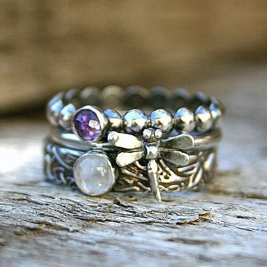 Bague Libellule Vintage Zircone Violette