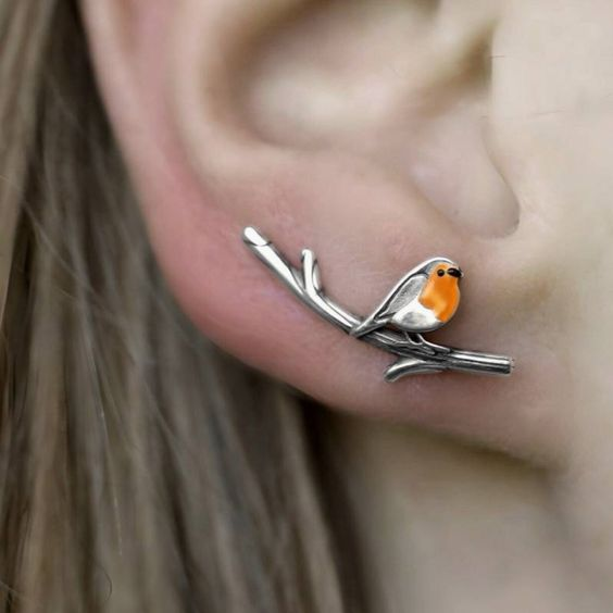 Boucles d'oreilles Argent Vintage Oiseau