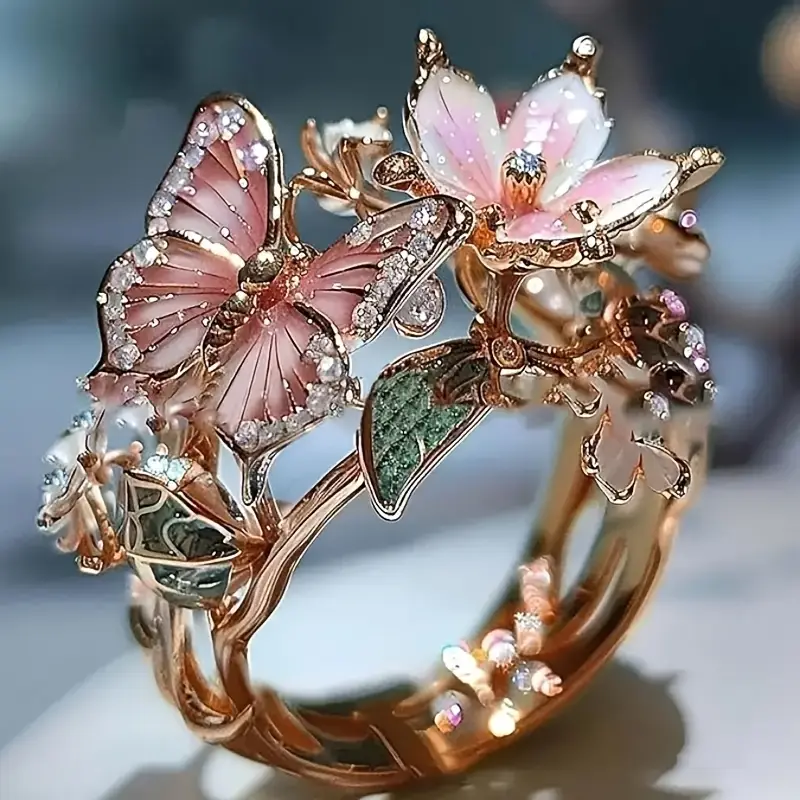 Bague Nature Papillon Lumineux Zirconia