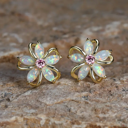Boucles d'Oreilles Marguerite Opale