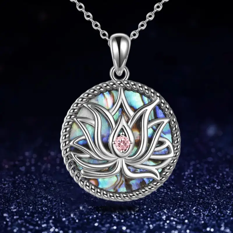 Collier Lotus Argenté Coloré
