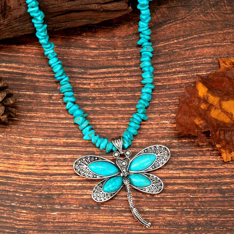 Collier Libellule Bleu