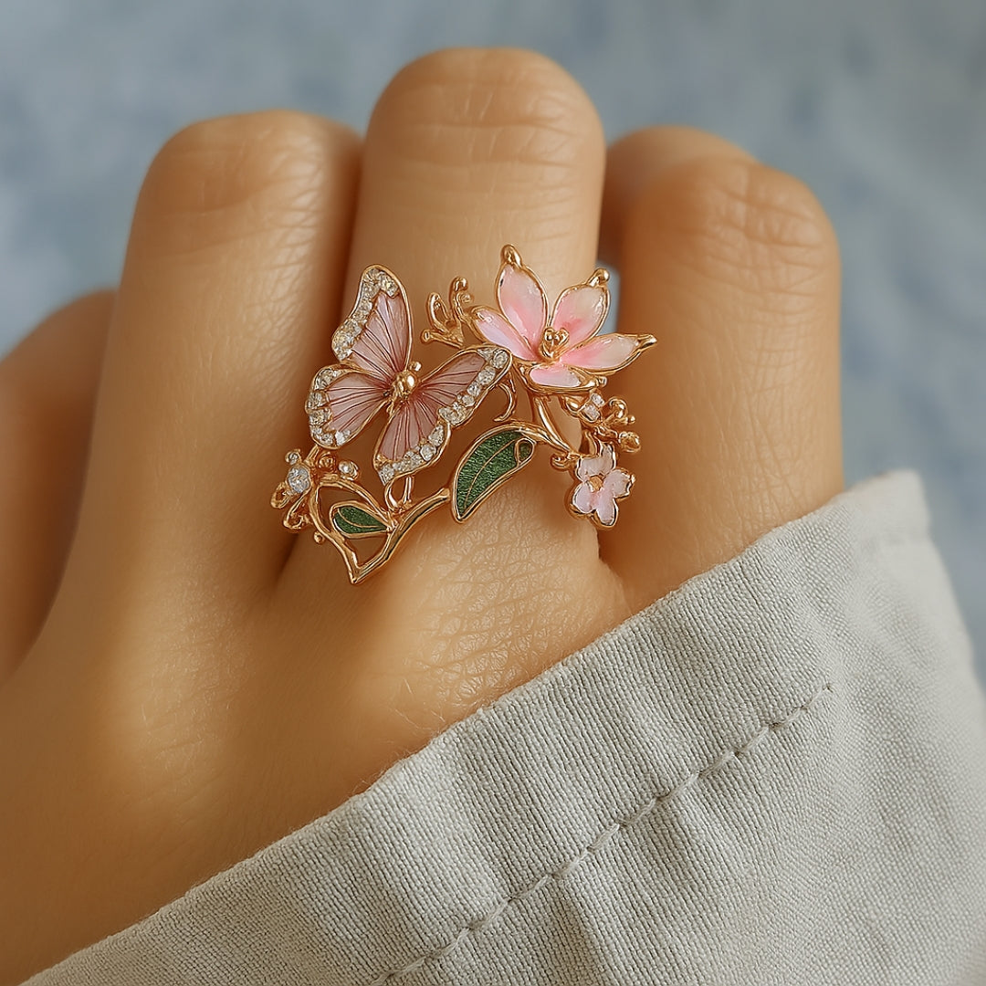 Bague Nature Papillon Lumineux Zirconia