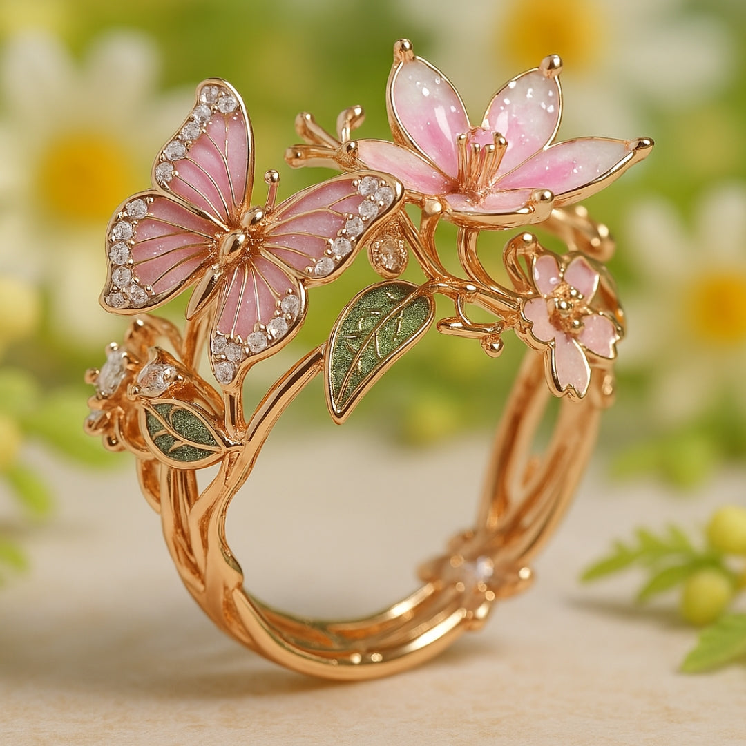 Bague Nature Papillon Lumineux Zirconia