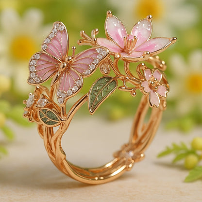 Bague Nature Papillon Lumineux Zirconia