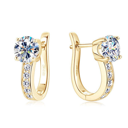Boucles d'oreilles Huggie Channel | Or Blanc