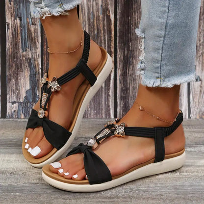 Calevina – Sandales bohèmes avec papillons décoratifs pour femme